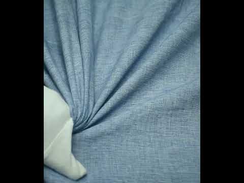 Chambray Blue Pure Cotton 115 GSM Handwoven Fabric — video