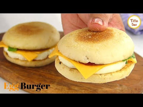 Homemade McDonalds Egg Burger Recipe by Tiffin Box | How to make Egg McMuffin, English muffin