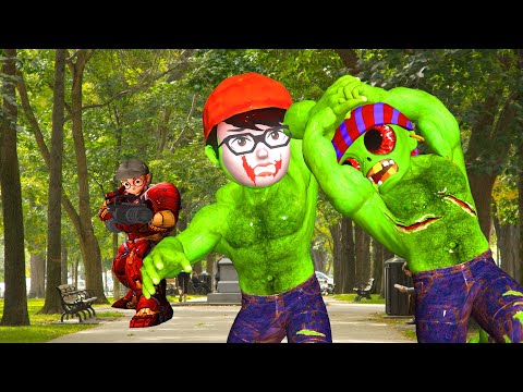 NickHulk vs IronTani Fight with the Giant Zombie - Scary Teacher 3D IronTani Rescue NickHulk Game