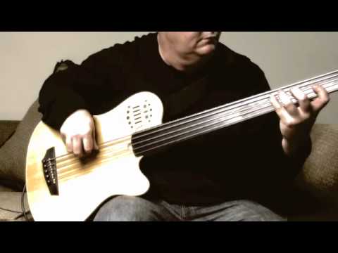 Playing my Godin A5 acoustic electric fretless bass Fast funk groove - Darrell Craig Harris Cirque