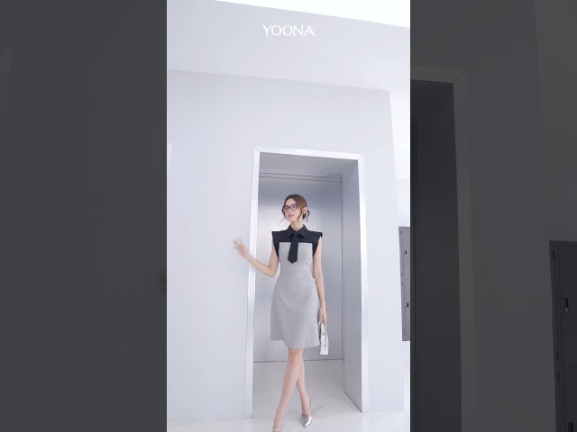 NH9A489- Đầm tweed mỏng kẻ