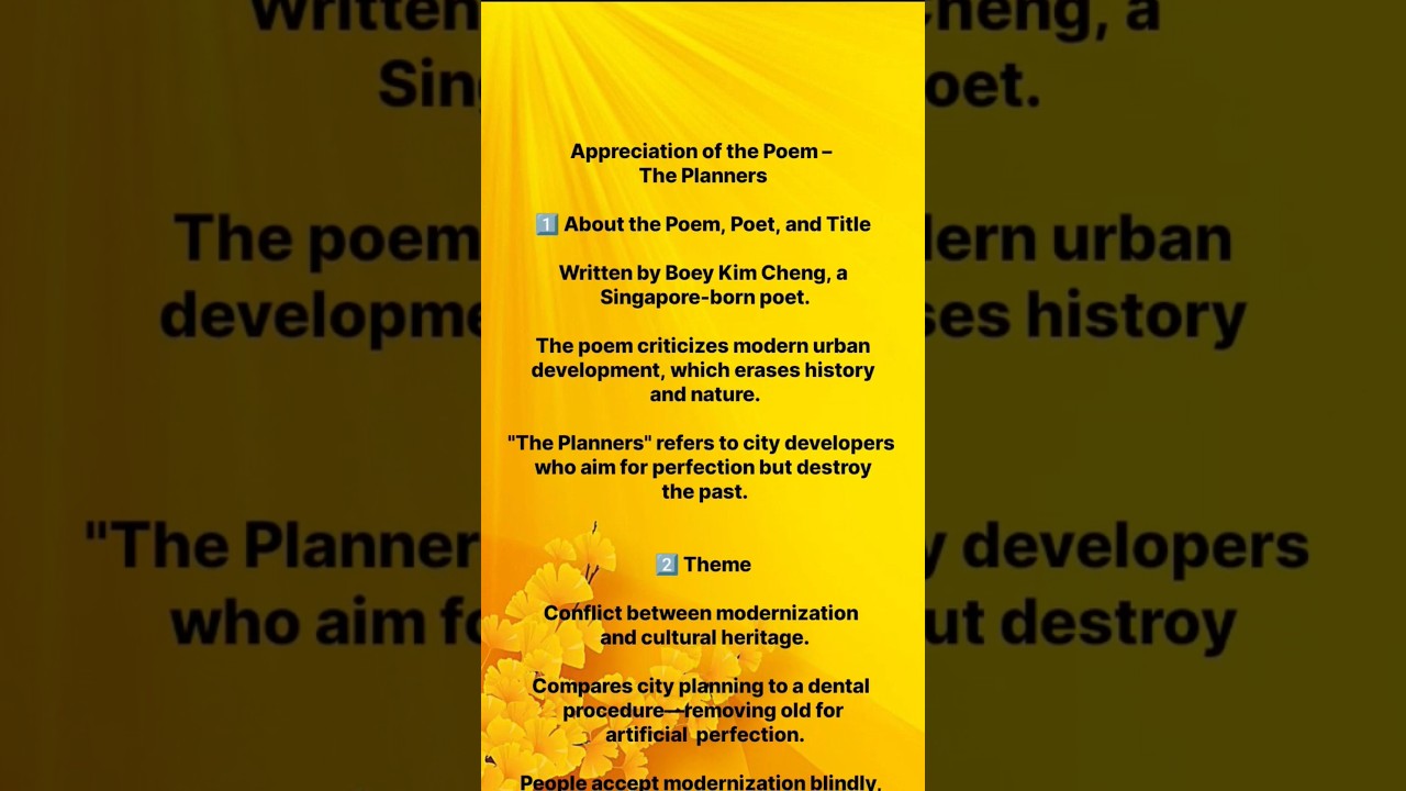The Planners – Appreciation of the Poem | Grade 11 English | Maharashtra Board