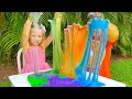 Nastya and dad make a giant multi colore Nastya and dad make a giant multi colore