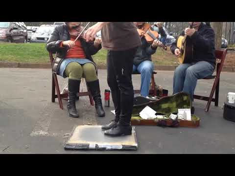 Miss Moonshine buckdancing to the Celtic music of the Red Wellies - Carter Center Farmers Market