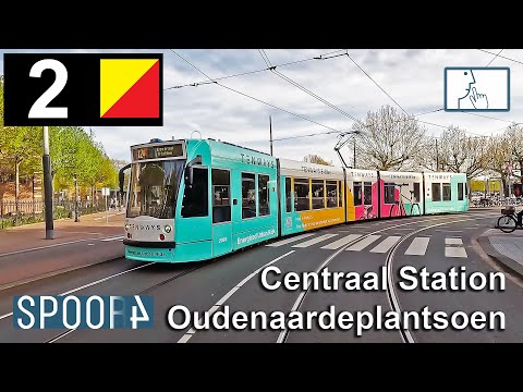 Cabinerit Tram 2 (Amsterdam) | Centraal Station - Oudenaardeplantsoen (Tram Driver's POV)