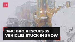 Jammu & Kashmir: BRO rescues 35 vehicles stuck in snow at Razdan Top
