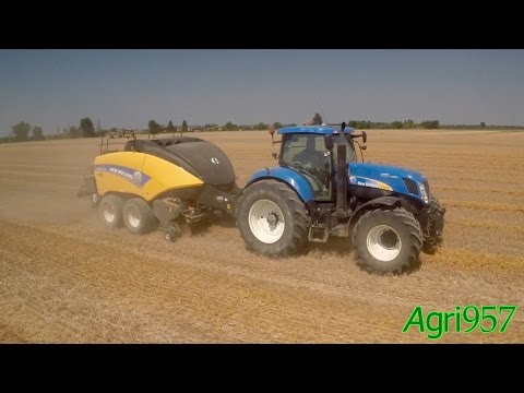 SUPER SOUND! 100% NEW HOLLAND: T7070 and BIG BALER 1290 - BALING Wheat Straw in ITALY 2015