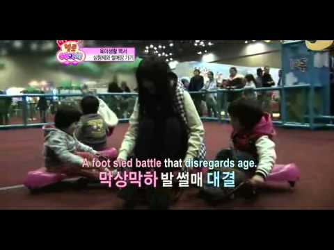 T-ara - Jiyeon, Hyomin and Qri in a foot sled race {eng}