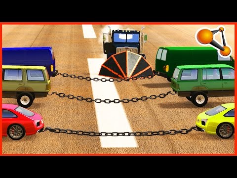 BeamNG.Drive - Chained Cars against TRUCK