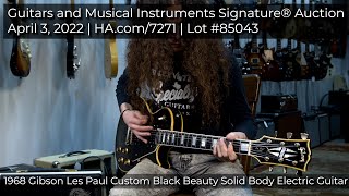 Video thumbnail for 1968 Gibson Les Paul Custom Black Beauty Solid Body Electric Guitar up for sale in April 3 Auction by Heritage Auctions