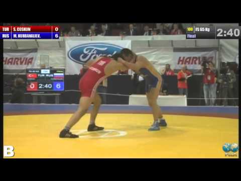 2014 European Wrestling Championships Final FS 65 Kg (TUR) Servet COSKUN (RUS) Magomed KURBANALIEV