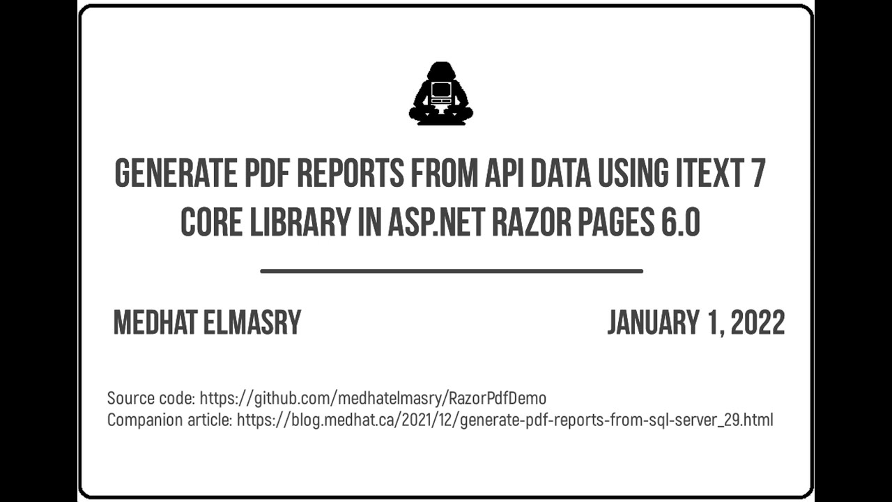Generate PDF reports from API data using iText 7 Core library in ASP.NET Razor Pages 6.0