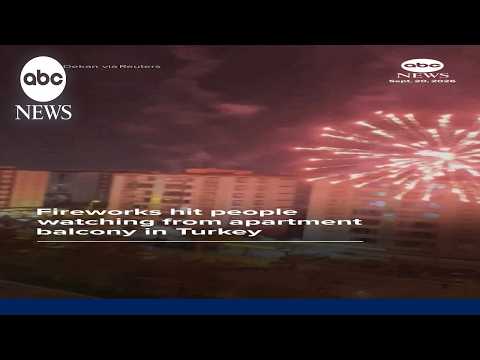 Fireworks hit people watching from apartment balcony in Turkey