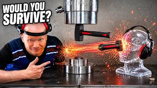 Hydraulic Press Shoots a Hammer Like a Bullet
