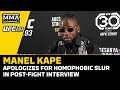 Manel Kape Apologizes For Homophobic Slur, Says Injury Hindered Performance | UFC 293 | MMA Fighting