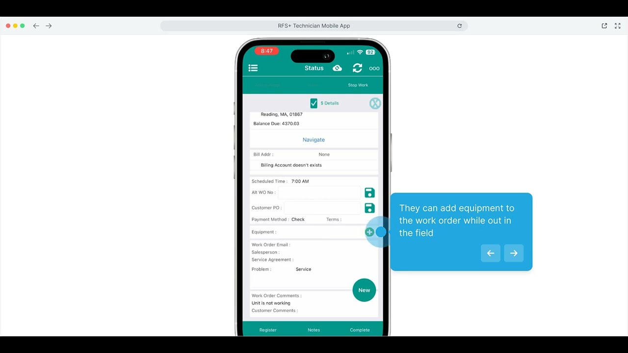 RFS+: Technician Mobile App