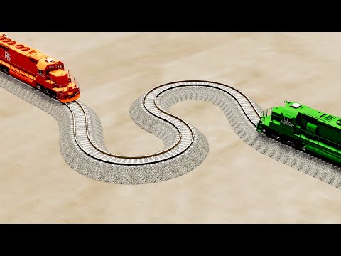 Impossible Snake Shape Rail Tracks Vs Trains Crossing !! | BeamNg.Drive Part-2