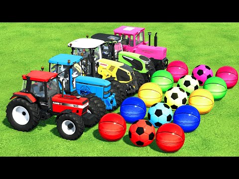 CASE vs JOHN DEERE vs CLAAS vs LANDINI vs MERCEDES TRACTORS & BALLS BATTLE - Farming Simulator 22