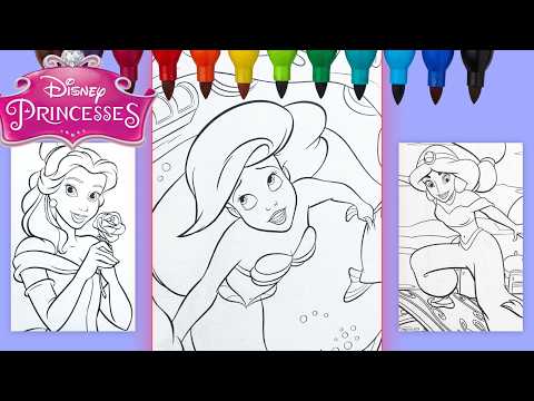 Disney Princess Coloring Compilation | Ariel, Jasmine & Belle | Fun Coloring for Kids