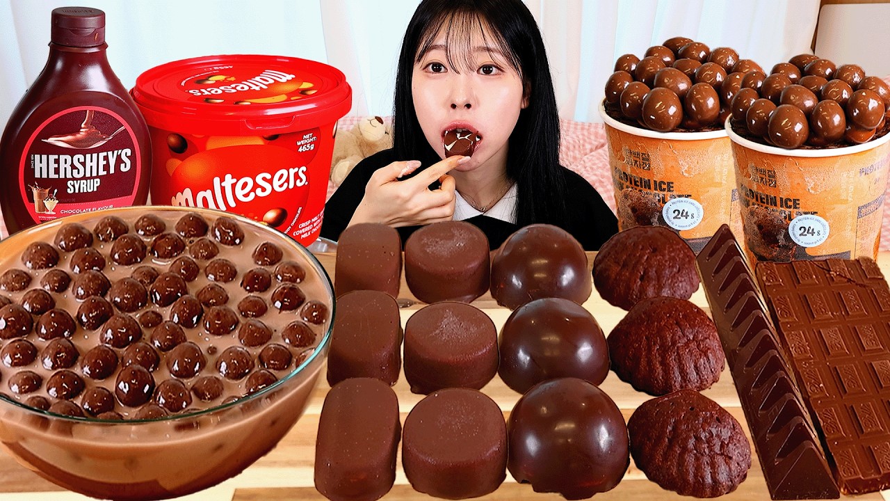 ASMR MUKBANG| 초콜릿 디저트 초코 아이스크림 몰티져스 버터떡 먹방 & 레시피 CHOCOLATE DESSERT ICE CREAM EATING