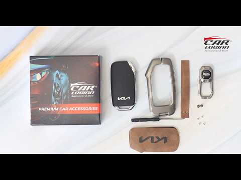 Metal Leather Car Key Cover Fit for New Kia Seltos 2023 Facelift | Carens X Line | Sonet Facelift (4 Button Smart Key)