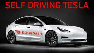 Self Driving Tesla Delivering Door Dash FSD Beta 10.12.2