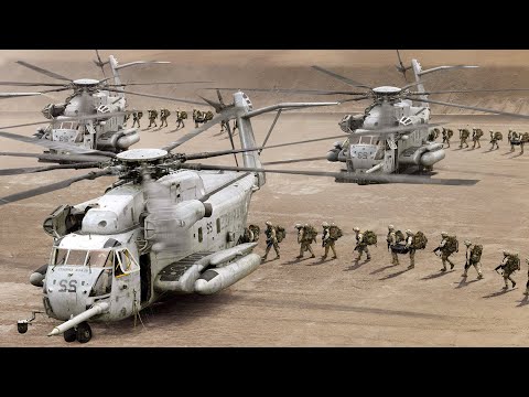 Massive CH-53-Hubschrauberinvasion der US-Marines während einer Live-Übung