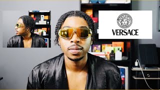 VERSACE VE2226 GOLD SHIELD MIRRORED SUNGLASSES 45MM REVIEW + TRY ON‼️