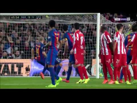 Barcelona vs Sporting Gijon (6-1) Goals and Highlights - La Liga - English Commentary
