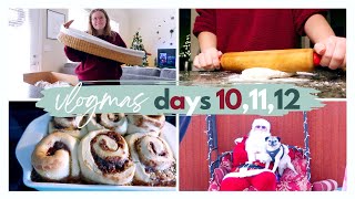 VLOGMAS DAYS 10,11,12 | graham met santa, unboxing the bassinet, homemade pizza & chicken pot pie
