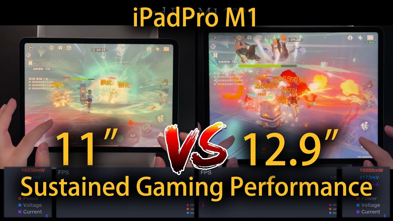2021 iPad Pro M1 12.9 vs 11 inch Sustained Gaming Performance Genshin Impact Test