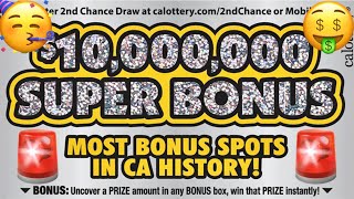 🤑 WOW!! 🚨 HUGE WIN!! 🚨🌟 $10 Million Super Bonus 🌟 CA Lottery Ticket Scratchers 🤑