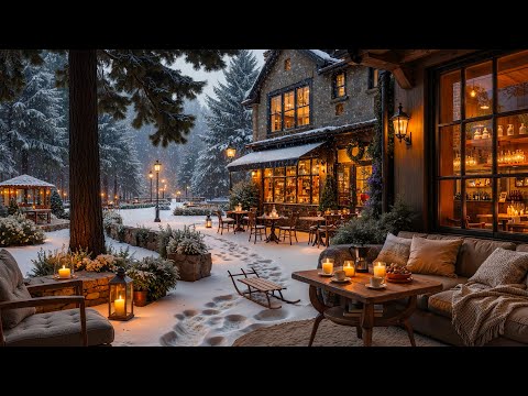 Relaxing Winter Jazz Music at Outdoor Coffee Shop Ambience ⛄ Smooth Jazz Background Music to Work