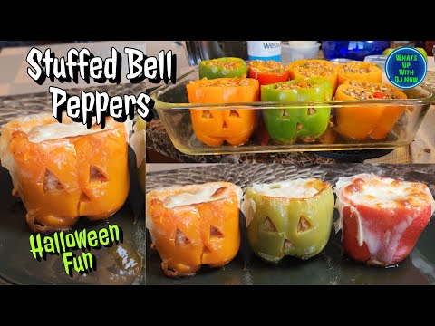 Easy Stuffed Bell Peppers for Halloween or anytime