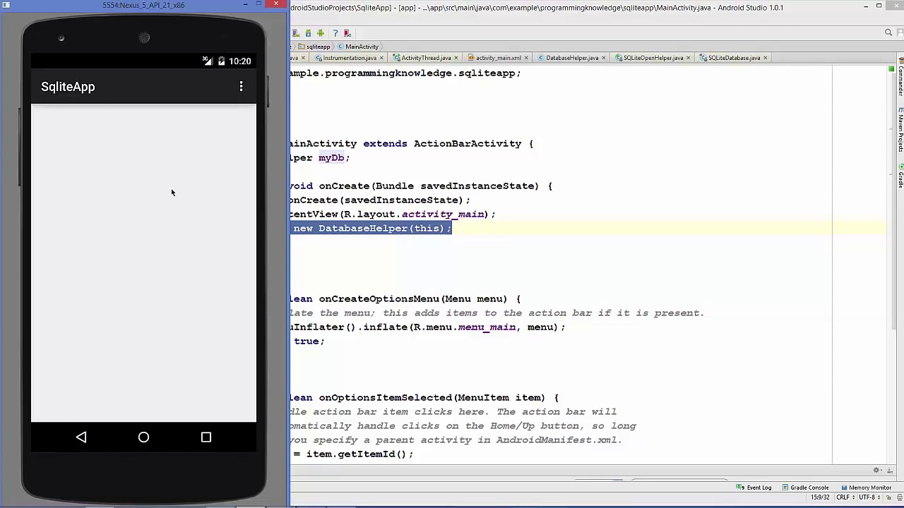 Android SQLite Database Tutorial 2 | Introduction Creating Database and Tables Part 2