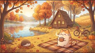 Autumn Lofi with Mochi Cat | Cozy Lakeside Focus Beats