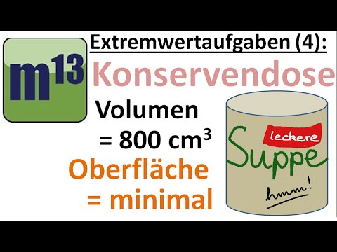 Extremwertaufgaben (4): Zylinder mit minimaler Oberfläche bei gegebenem Volumen