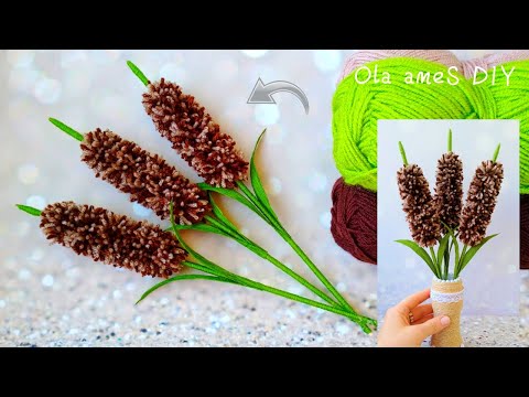 It's so Beautiful 💖☀️ Super Easy Reed Flowers Craft Idea with Yarn - DIY Amazing Woolen Flowers