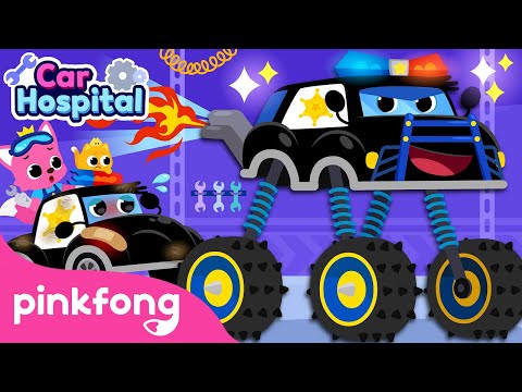 🚨 The Police Monster Truck Is Broken | Car Hospital | Fun Car Songs | Pinkfong Official