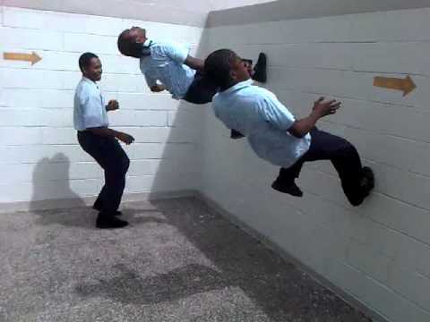 kel and kevin doing  two step wall flip....