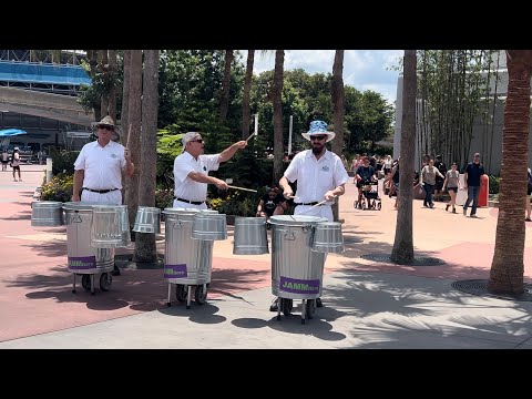 The JAMMitors fun drummers at Epcot Walt Disney World