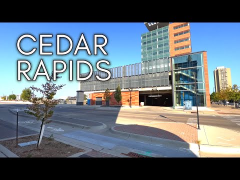 Cedar Rapids, Iowa, USA - 4K Driving Tour of Downtown Cedar Rapids