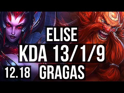 ELISE vs GRAGAS (JNG) | 13/1/9, Rank 6 Elise, Legendary | EUW Grandmaster | 12.18
