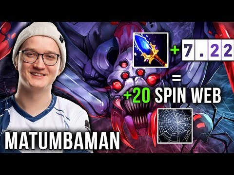 Matumbaman on his Signature Hero First Time on New Patch 7.22 + Aghs = +20 Spin Web - Dota 2