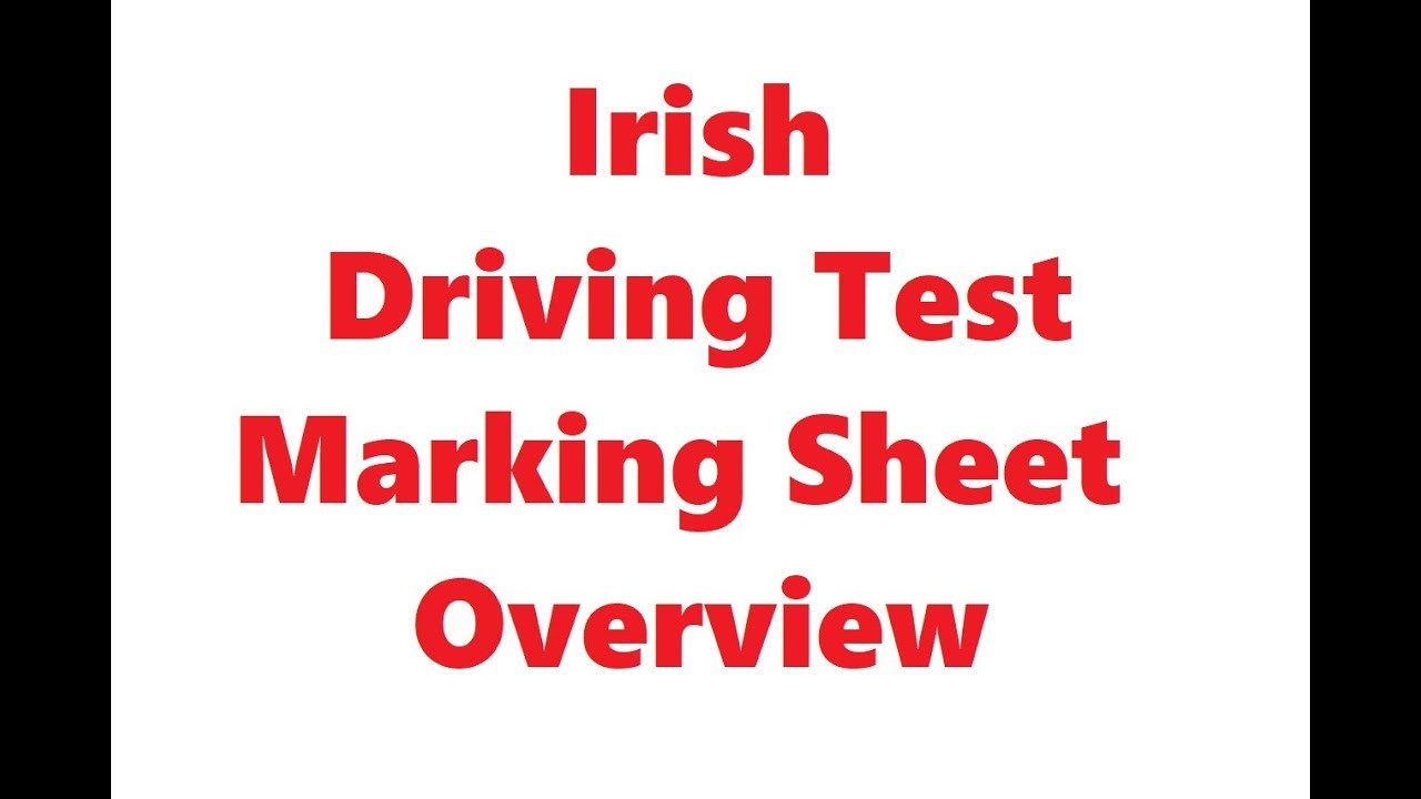 Irish Driving Test Marking Sheet Overview.