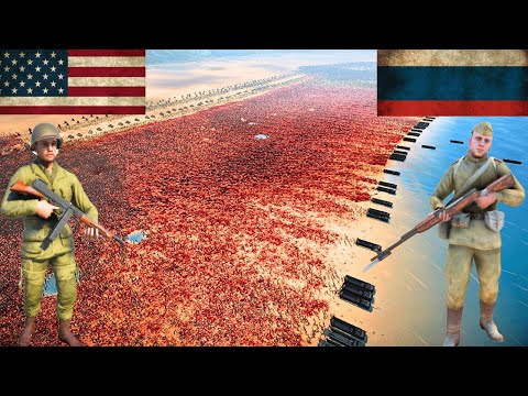 RUSSIAN SOLDIERS LANDING vs US ARMY LAST DEFENSES - Warhammer 40K | Battle Simulator 2