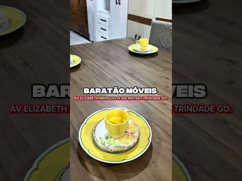 Mesa de jantar Safira sem Vidro 1.36 MTS com 04 Cadeiras Prata. #baratãomóveis #goias #trindadego