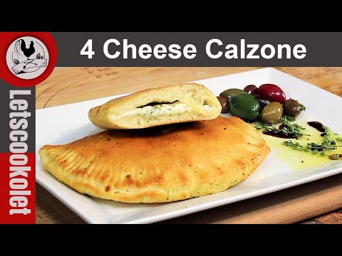 Homemade Calzone Recipe / 4 Cheese Mediterranean Calzone