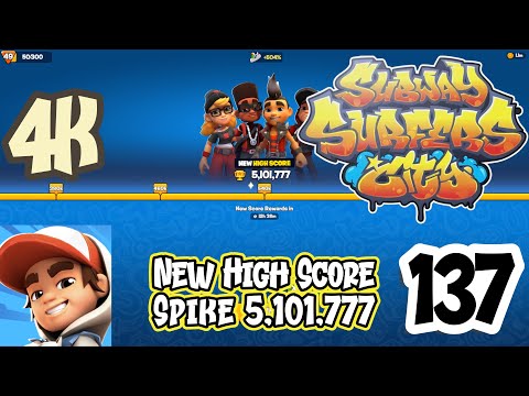 Subway Surfers City - Gameplay Walkthrough Episode 137 - Spike New High Score (5,101,777)