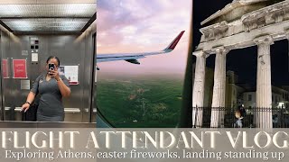 FLIGHT ATTENDANT VLOG | Exploring Athens, easter fireworks, landing standing up! | VLOG 5